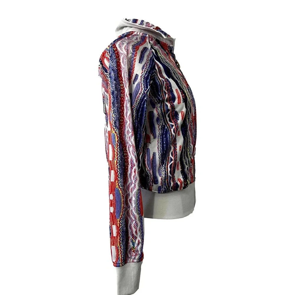 Coogi White & Multicolor Kaleidoscope Abstract Print Zip Front Jacket Small EUC - Picture 6 of 11